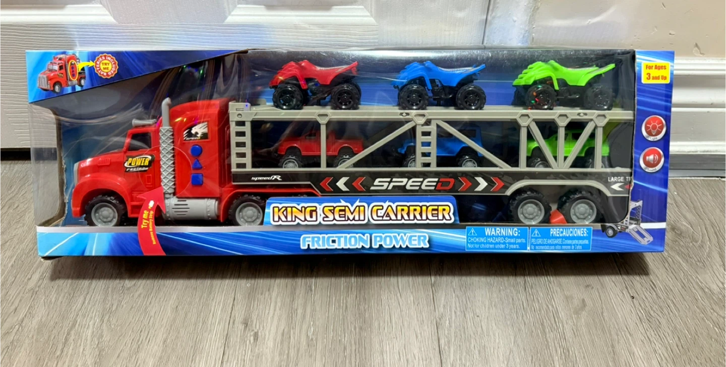 Semi Carrier Friction Powered Truck Toy