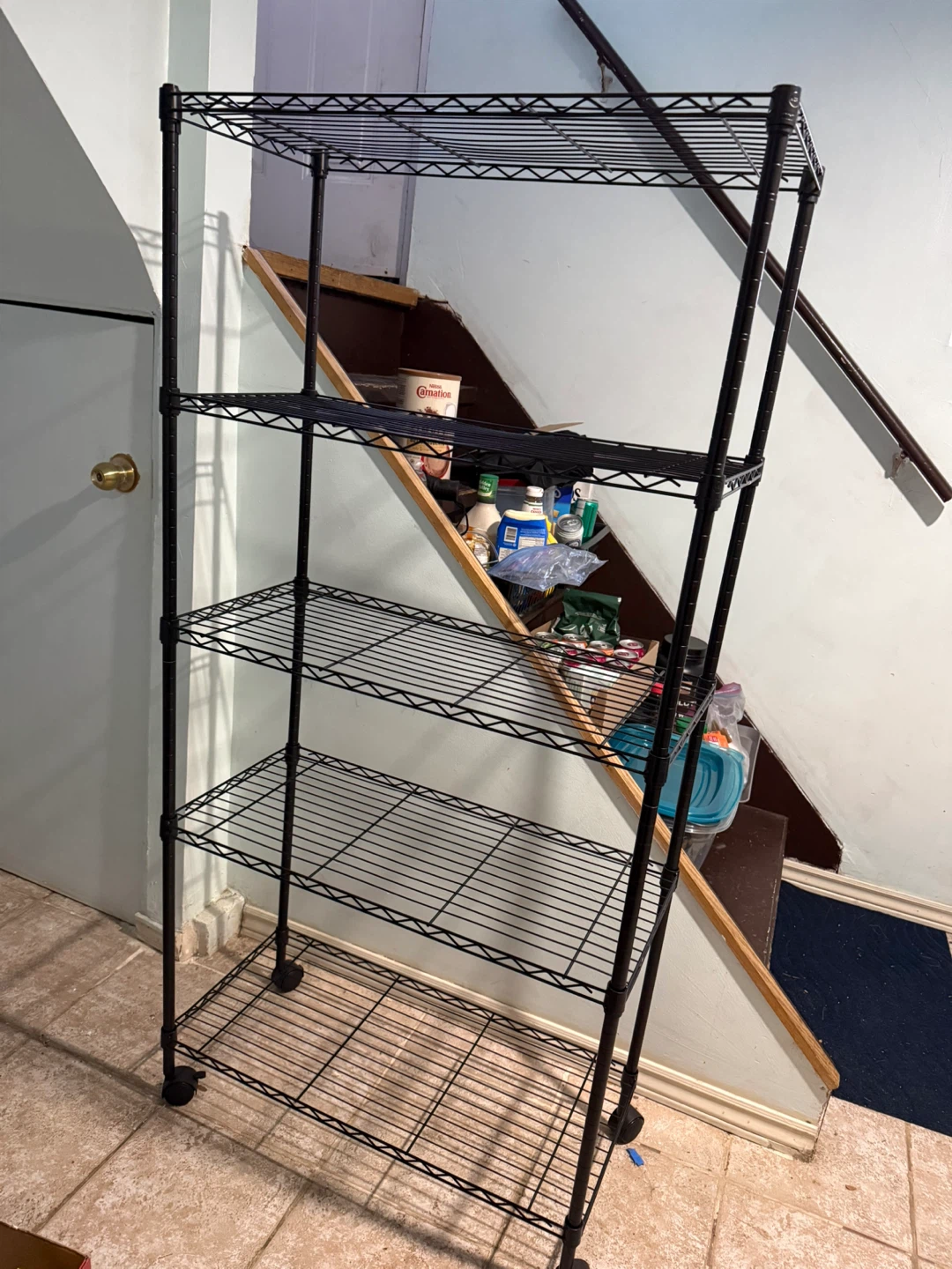 5 Tier Black Metal Shelf