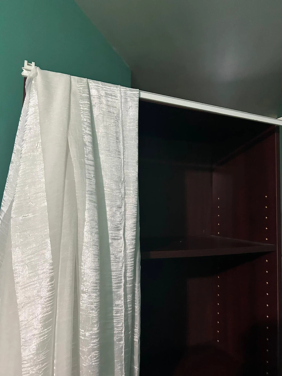 Brown Bookcase with White Curtain - photo 3