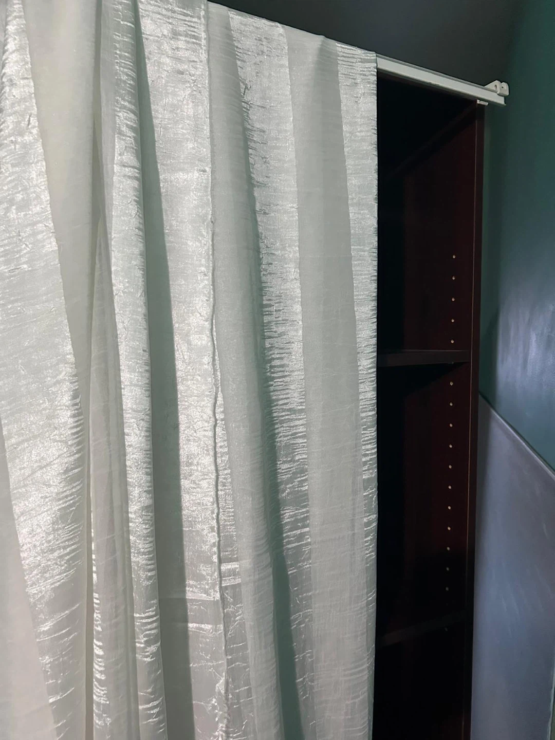 Brown Bookcase with White Curtain - photo 2