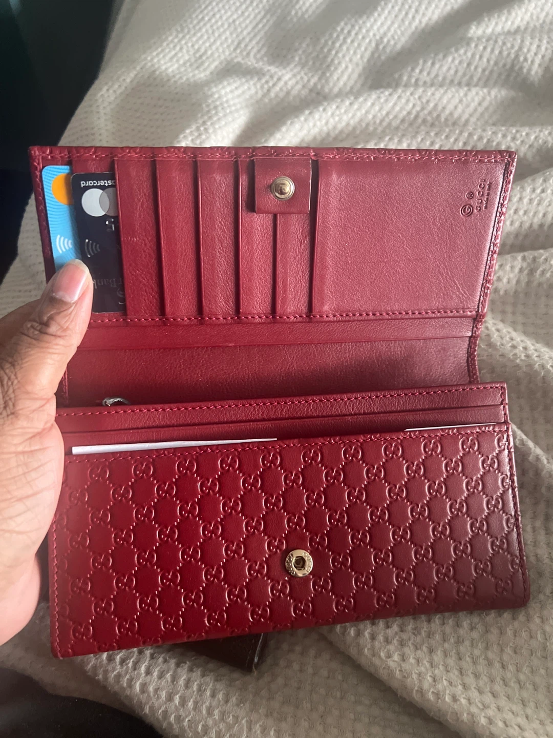 Gucci Guccissima Leather Wallet - Red