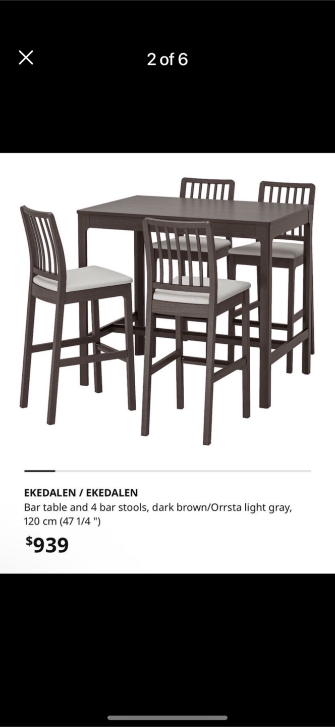 Can deliver—Ikea Ekedalen bar set with 4 chairs—Retail: $1051. - photo 2