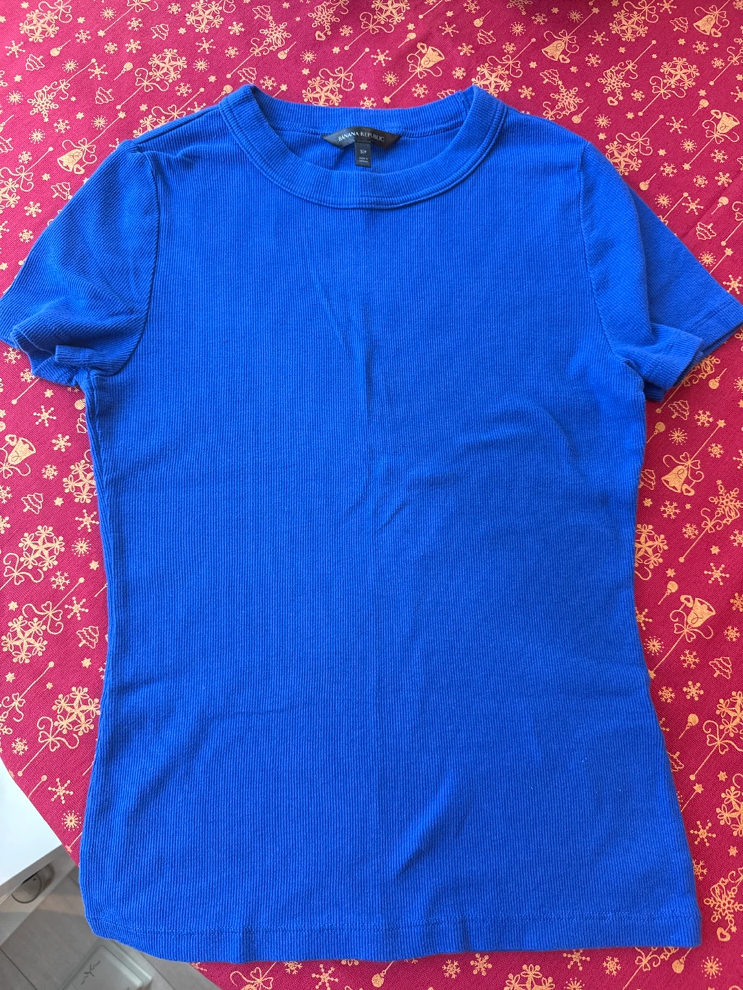Banana Republic Blue Ribbed T-Shirt - Size S