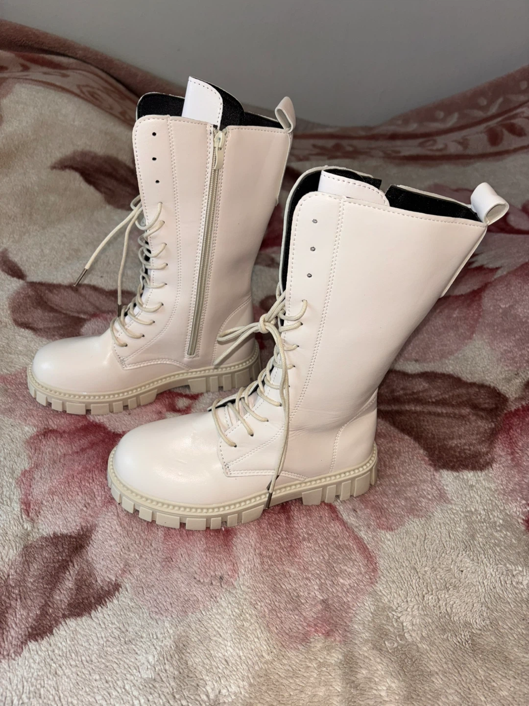 Beige Lace-Up Boots - Kids Size 35 - photo 2