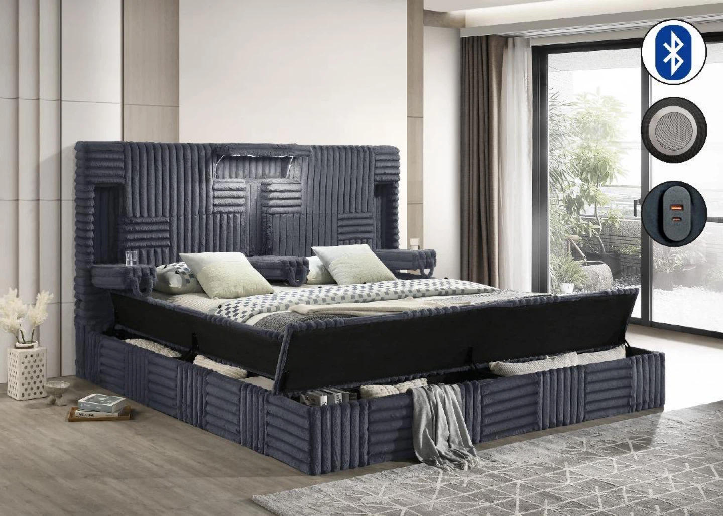 Modern Platform Bed with Storage - photo 3