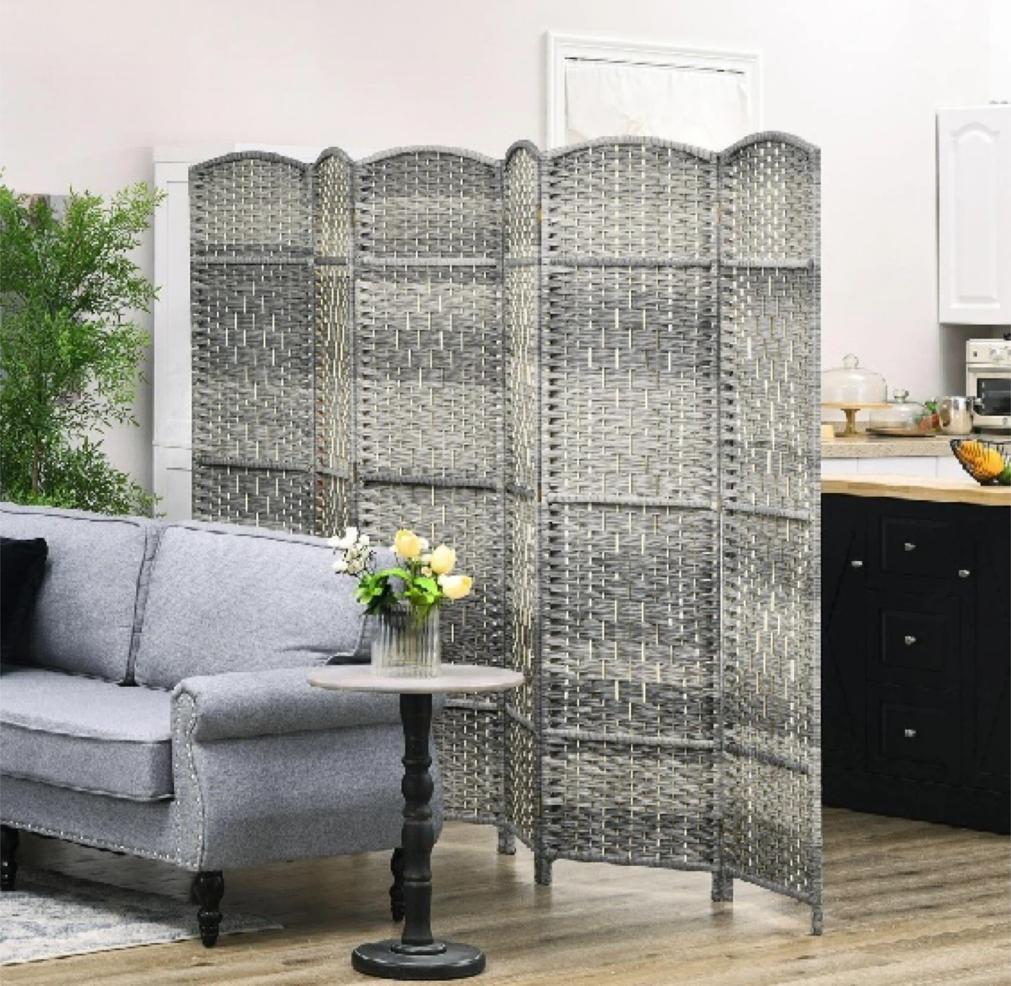New in Box 6Ft, 6 Panels Room Divider, Grey