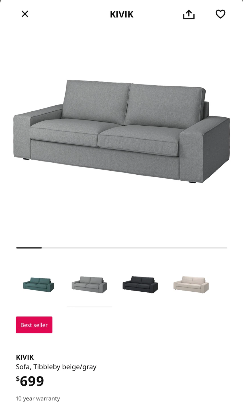 IKEA Kivik Tibbleby Beige/Gray Sofa - photo 3
