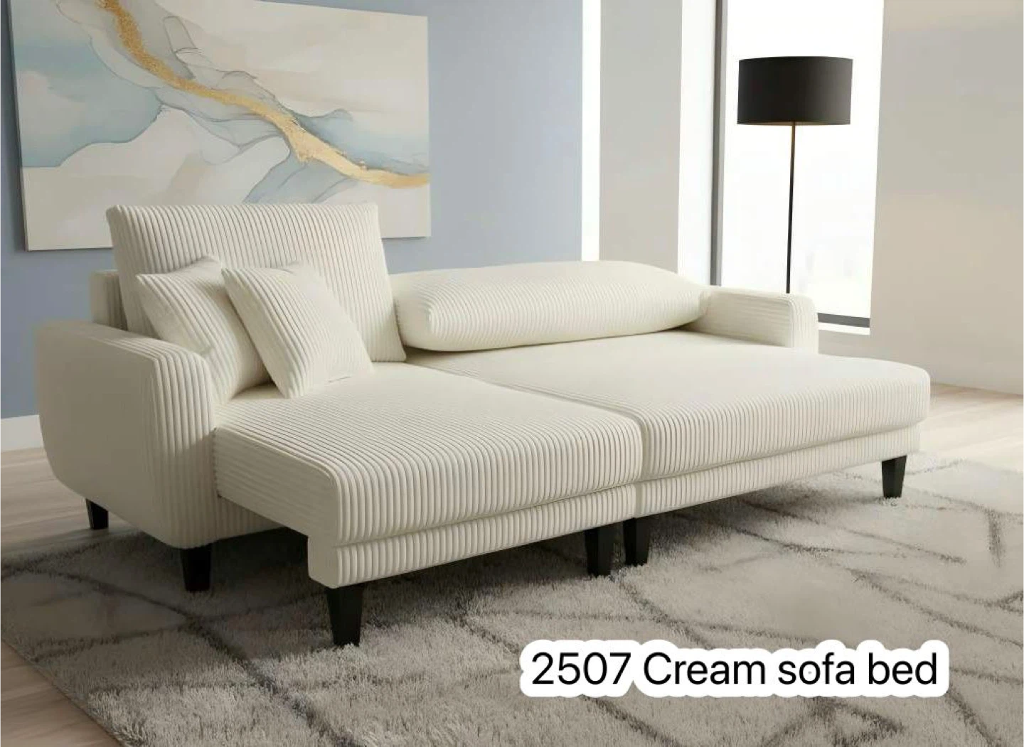 2507 Cream Sofa Bed