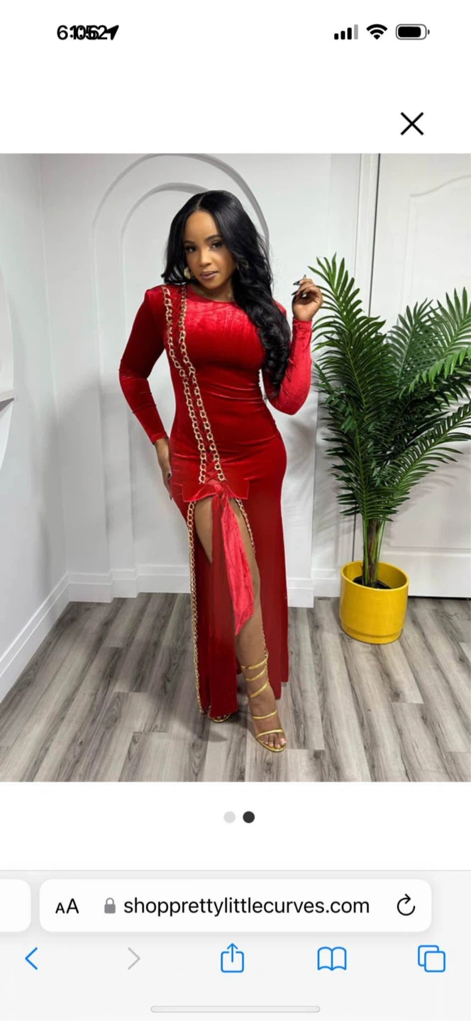 PrettyLittleCurves Stephy Red Velvet Dress Large