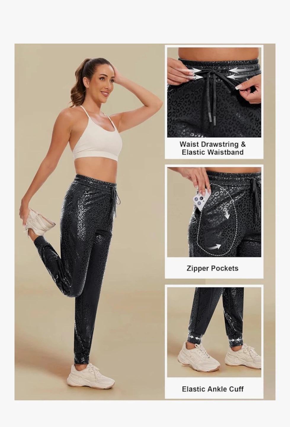addigi Black Animal Print Joggers - Size S - photo 5