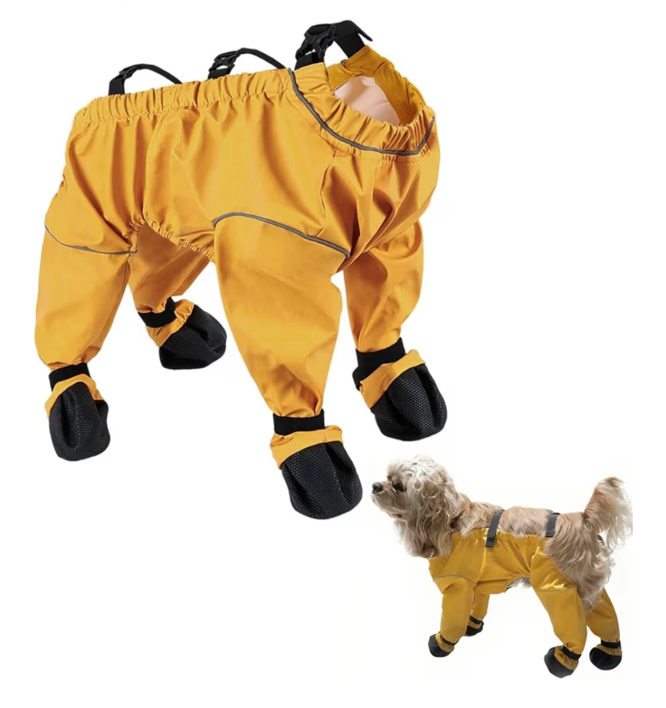 SMALL Waterproof Dog Boots with Suspenders