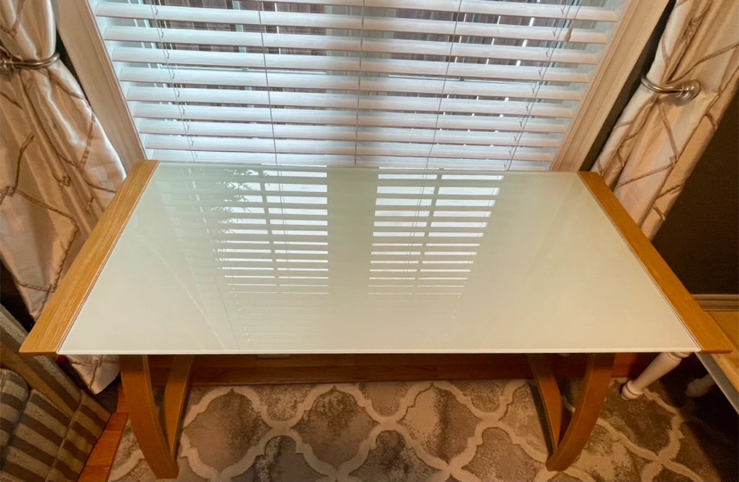 Glass Top Desk with Wood Frame - photo 2