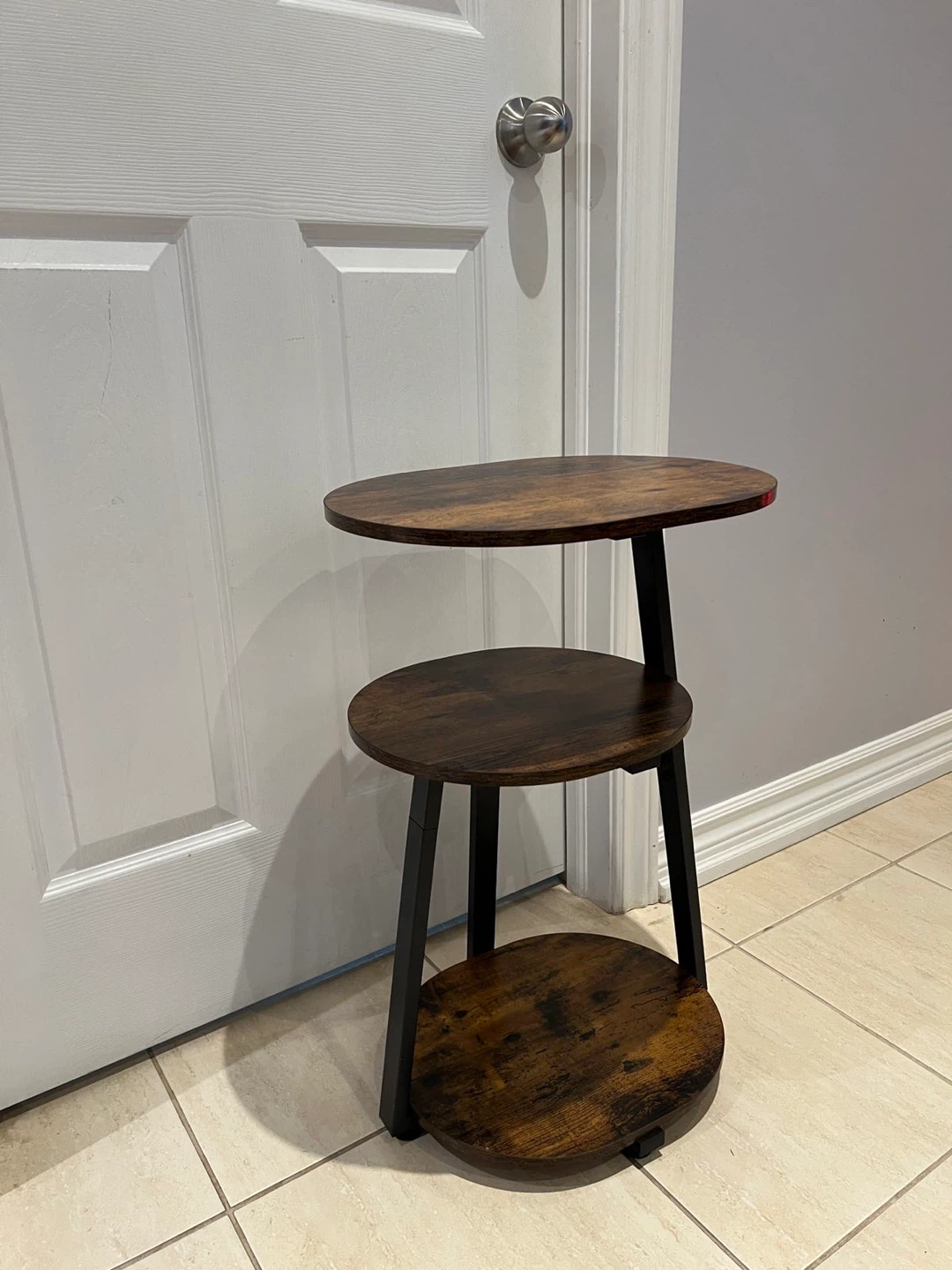 3-Tier Round Side Table - Rustic Brown - photo 3