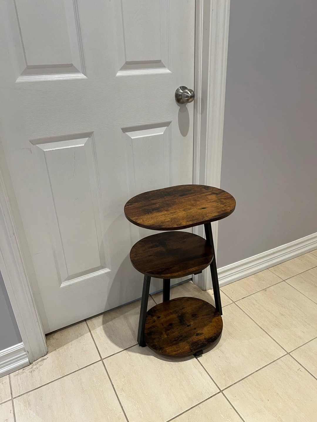 3-Tier Round Side Table - Rustic Brown