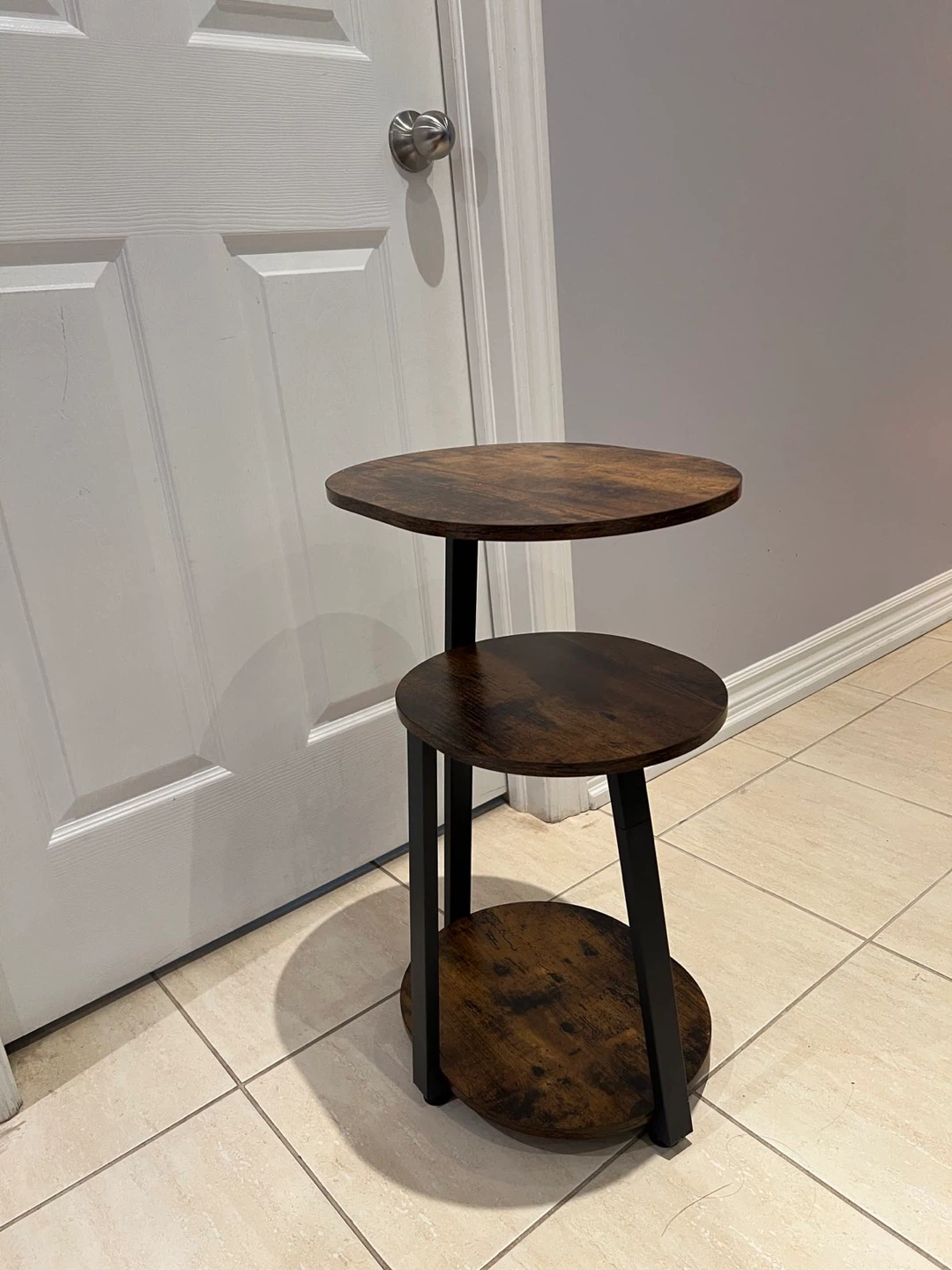 3-Tier Round Side Table - Rustic Brown - photo 2