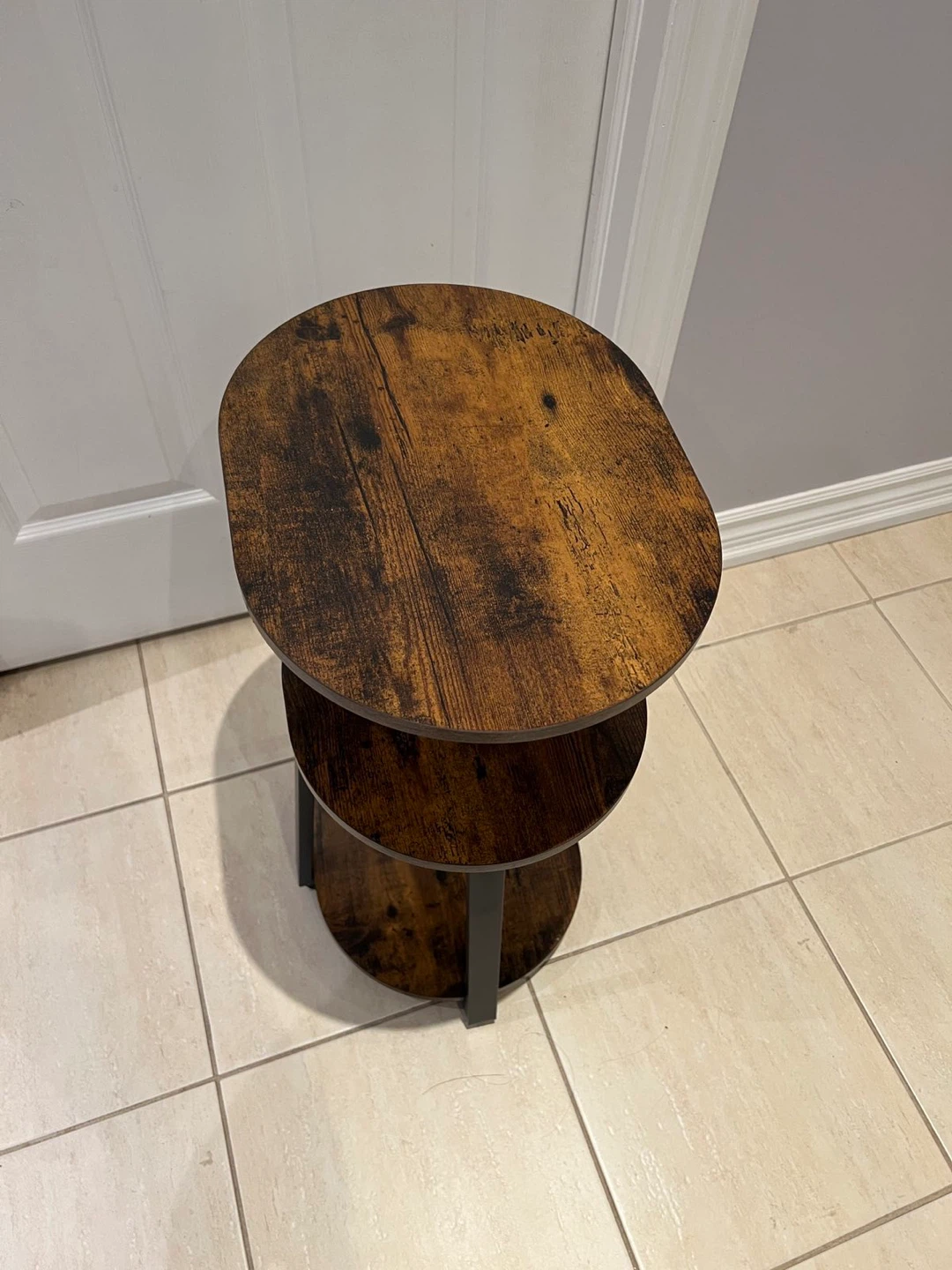 3-Tier Round Side Table - Rustic Brown - photo 4