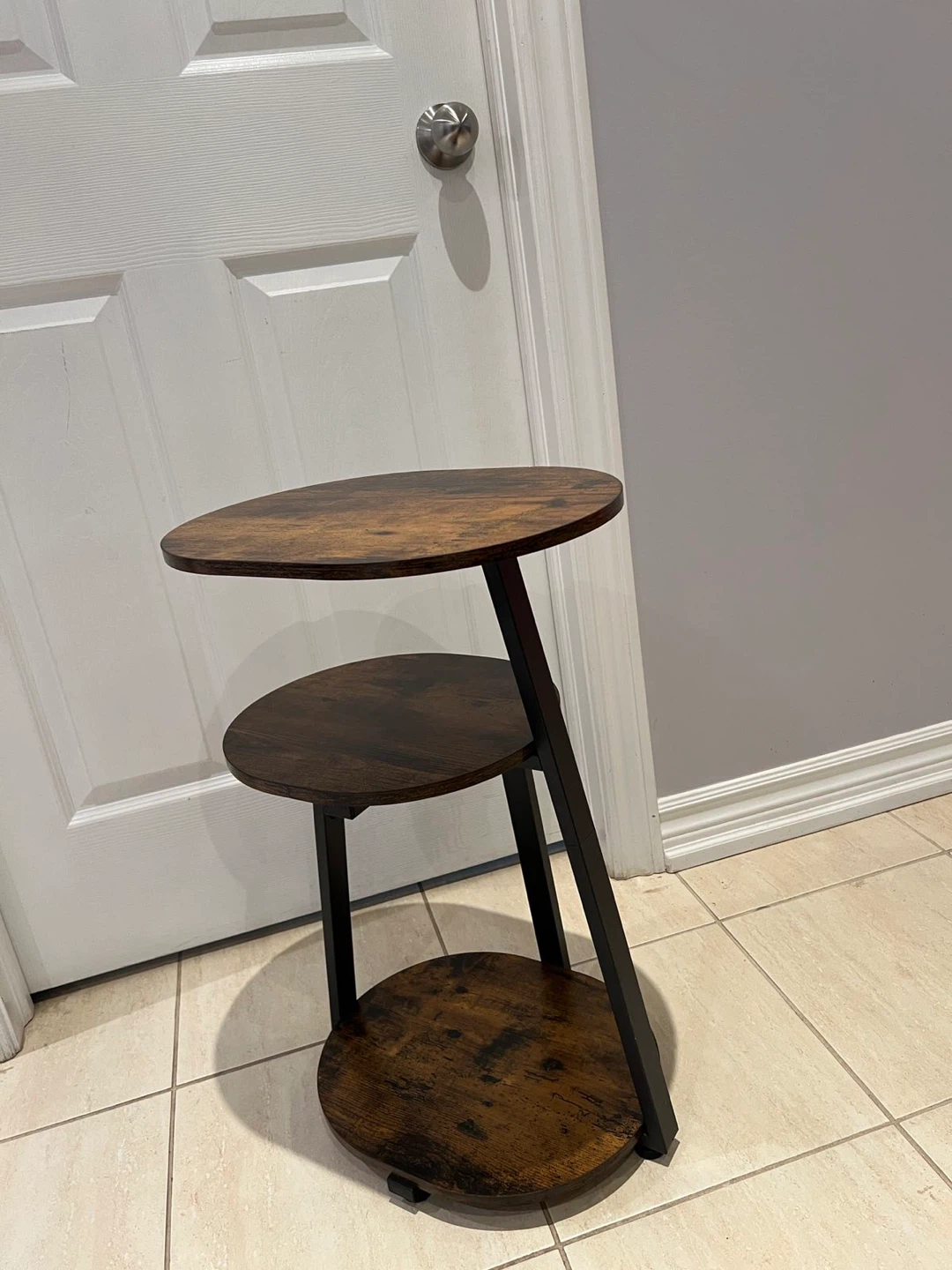 3-Tier Round Side Table - Rustic Brown - photo 5