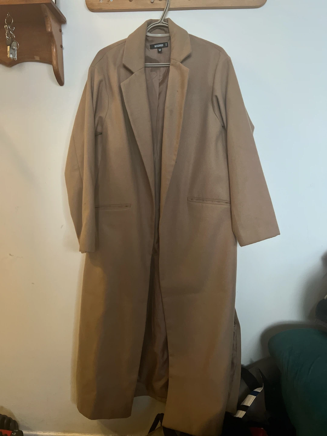 Missguided Tan Coat - Size 6