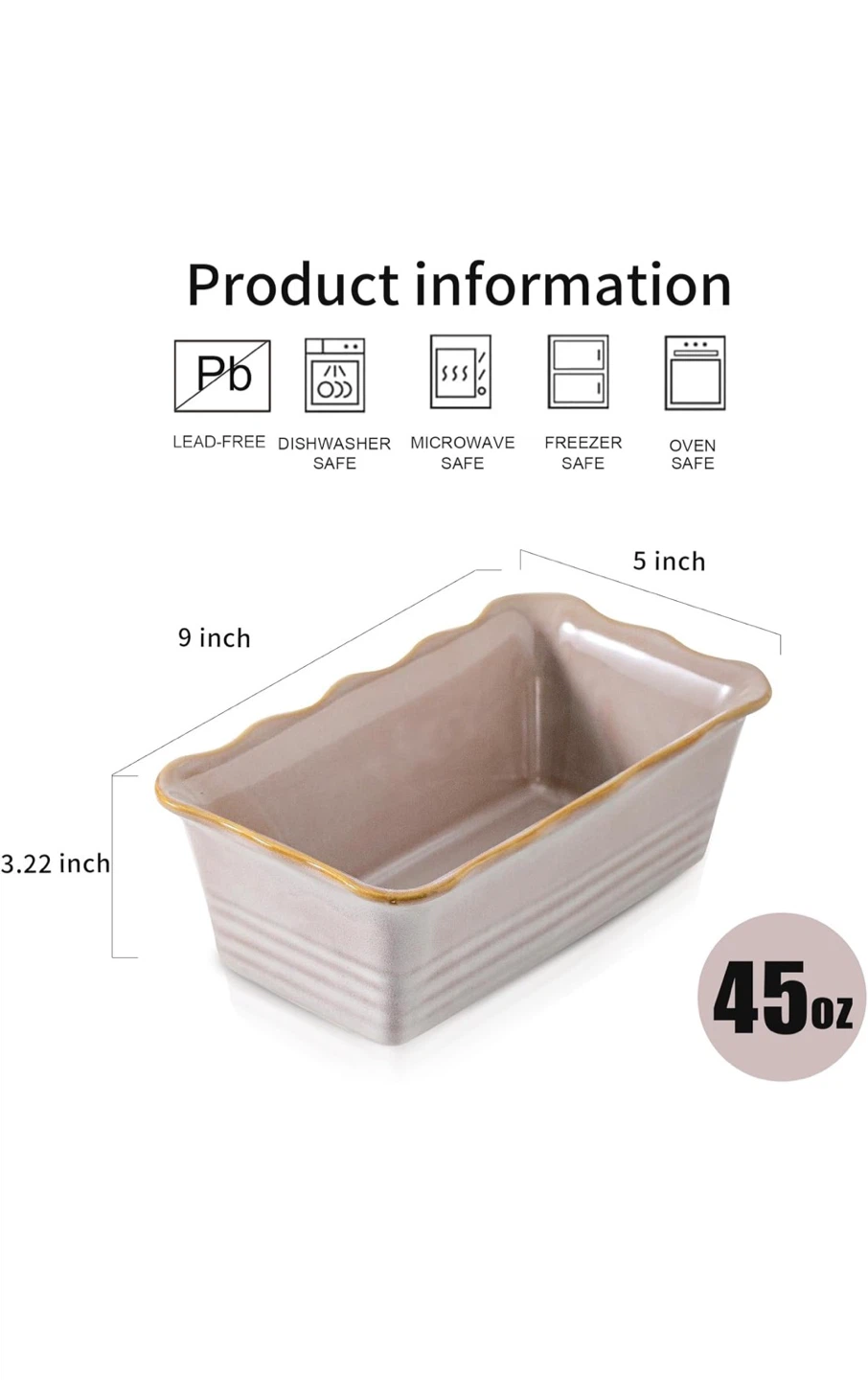 HVH Ceramic Loaf Pan - 45oz - photo 2