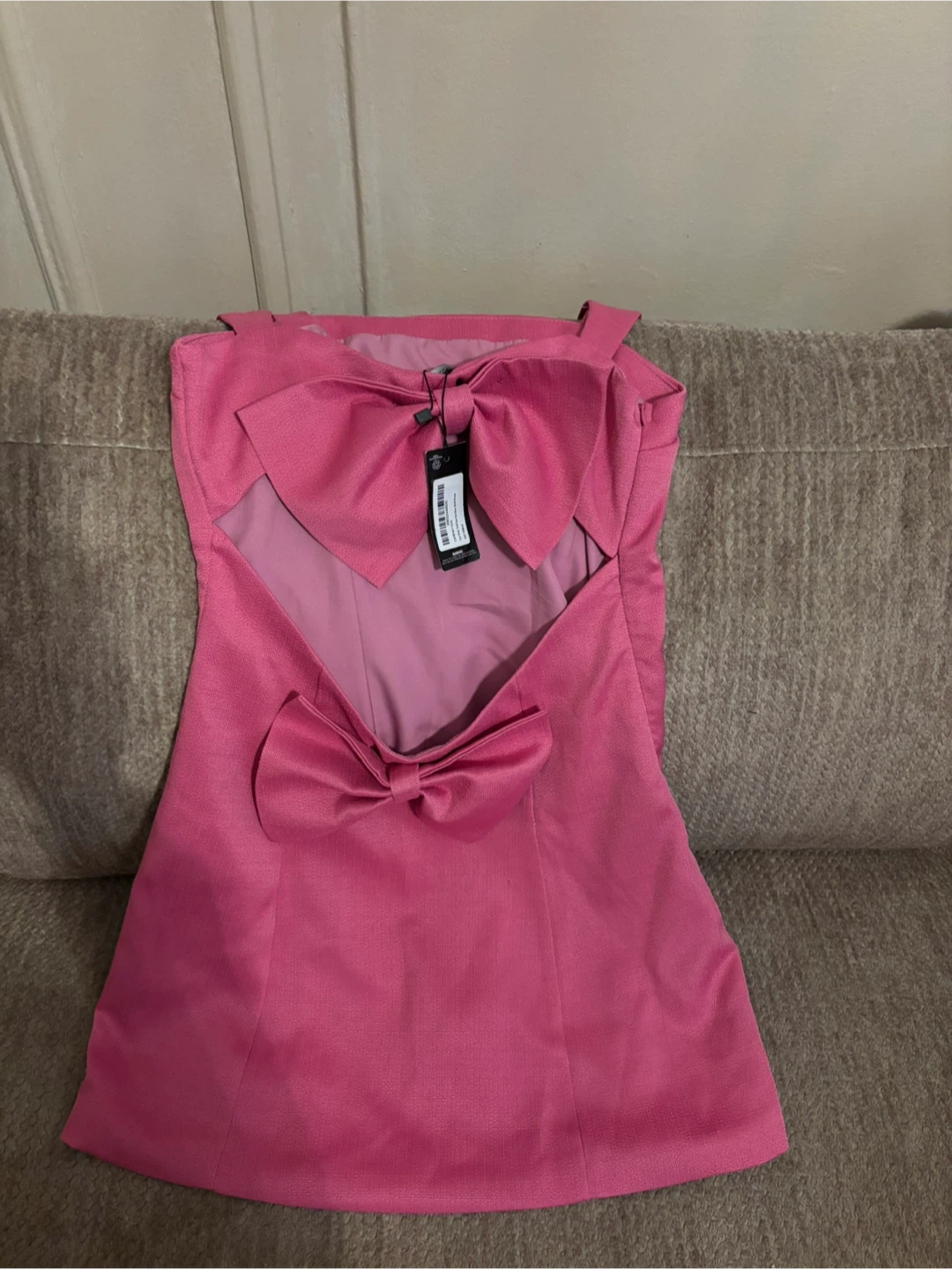 Boohoo Pink Mini Dress with Bow Detail