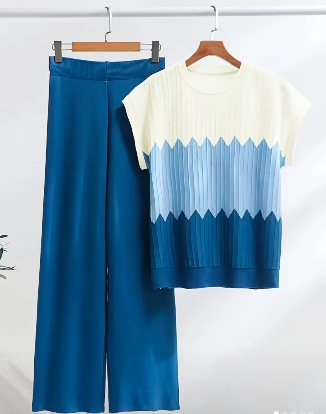 Blue Two-Piece Pants Set