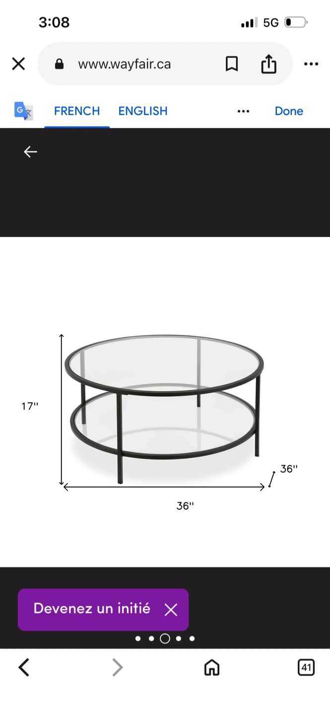 New Wayfair Round Glass Coffee Table - 36 inch - photo 4