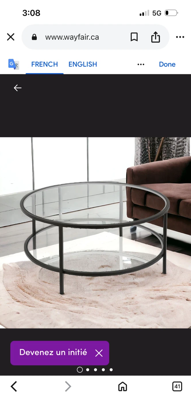 New Wayfair Round Glass Coffee Table - 36 inch