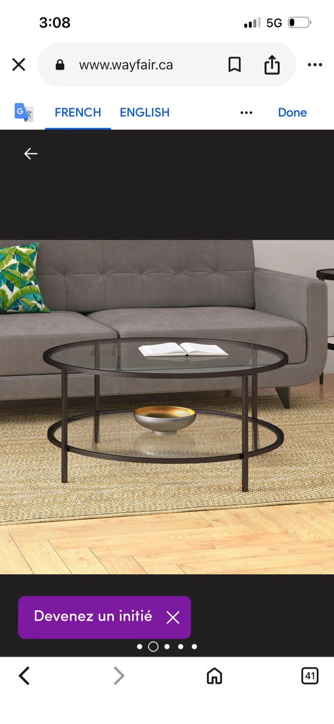New Wayfair Round Glass Coffee Table - 36 inch - photo 2