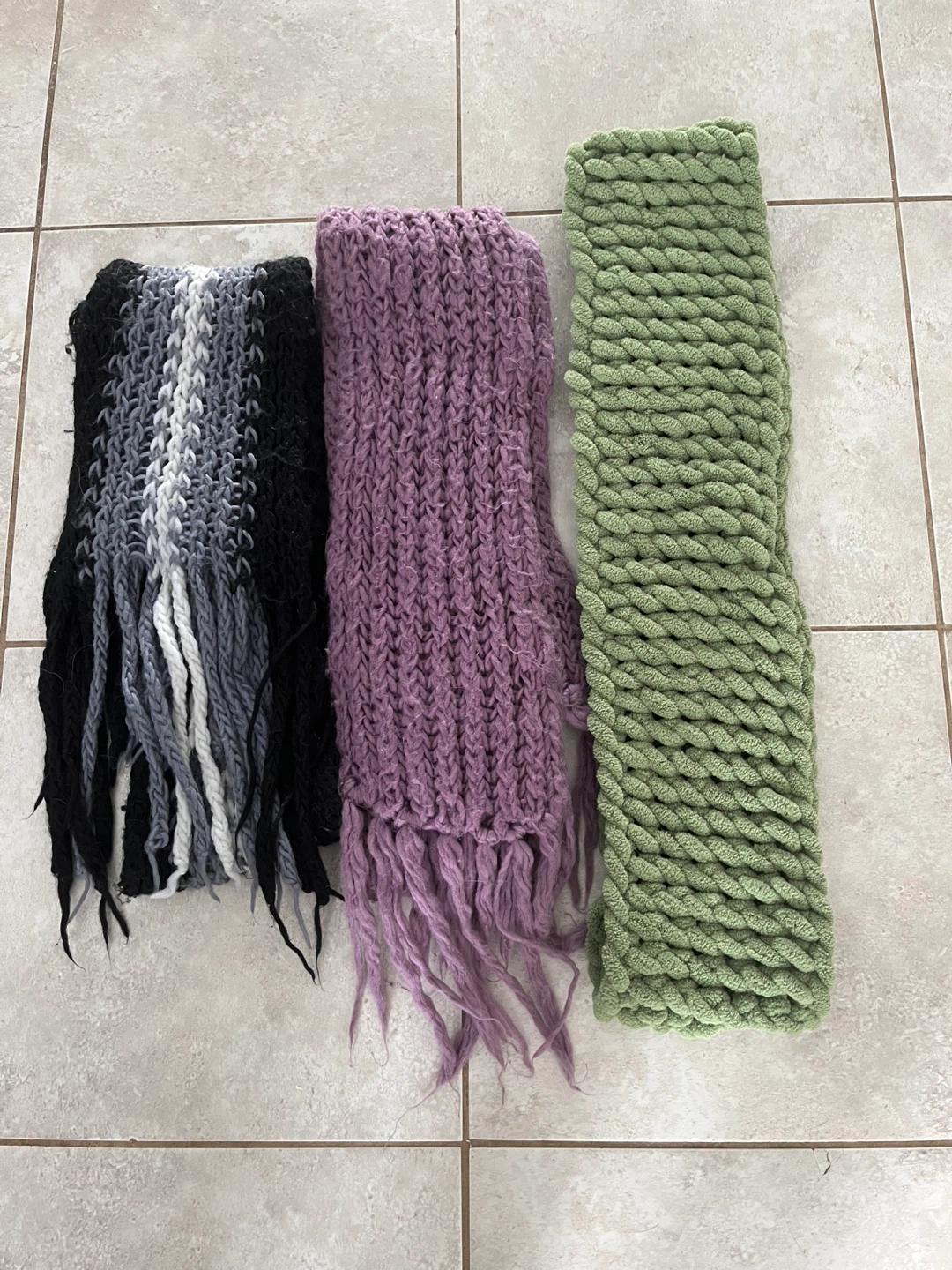 Handmade Scarves - Black/Grey, Purple, Green - photo 2