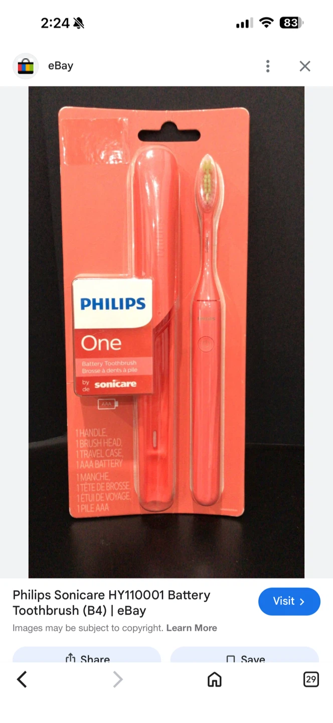 New Philips One Battery Toothbrush - Coral