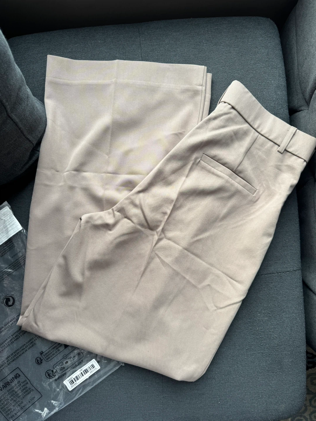 Khaki Wide Leg Trousers - Size L