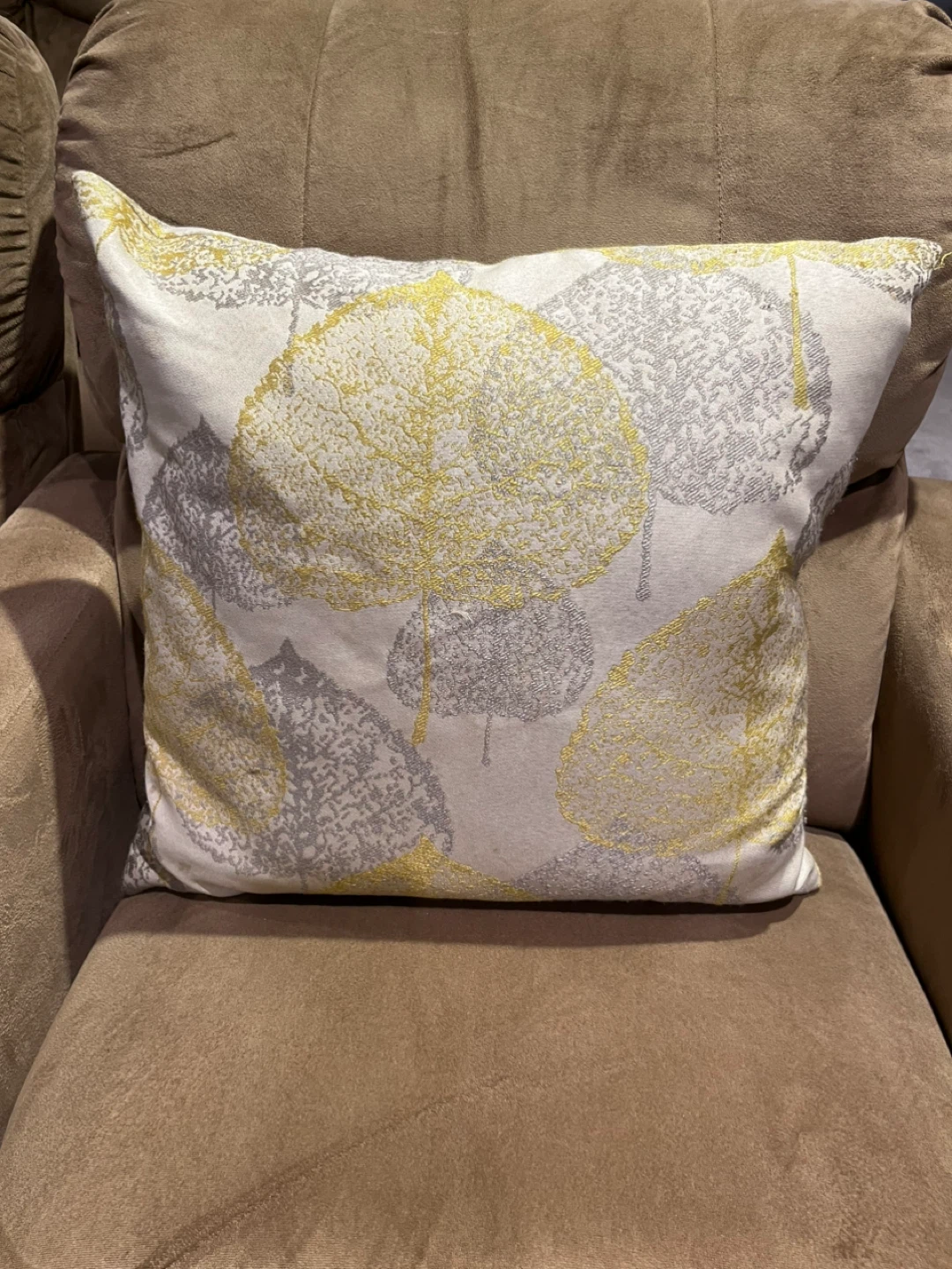 Decorative Down Filled Throw Pillow - Leaf Pattern