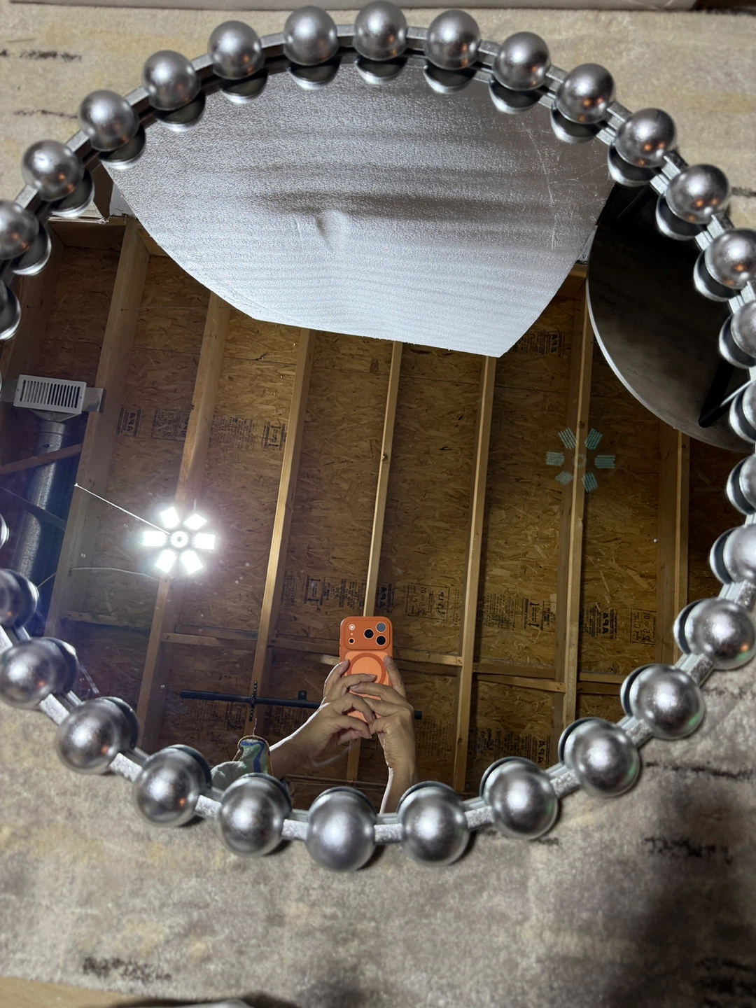 Brand new metallic Silver Beaded Round Wall Mirror - 27 Inch - photo 5