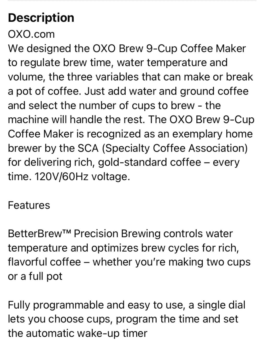 OXO Brew 9-Cup Coffee Maker - New! - photo 2
