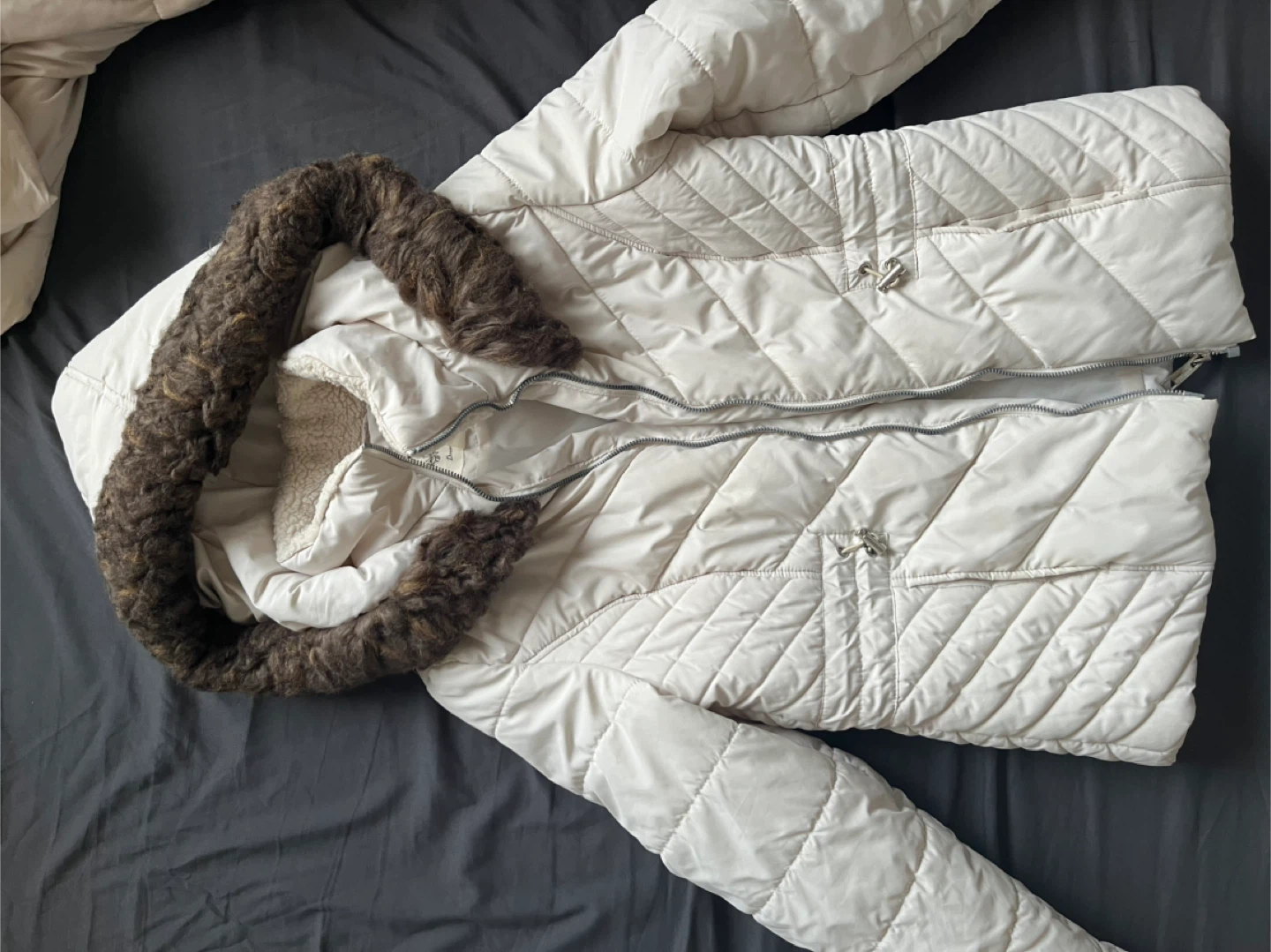 Ivory Quilted Puffer Jacket