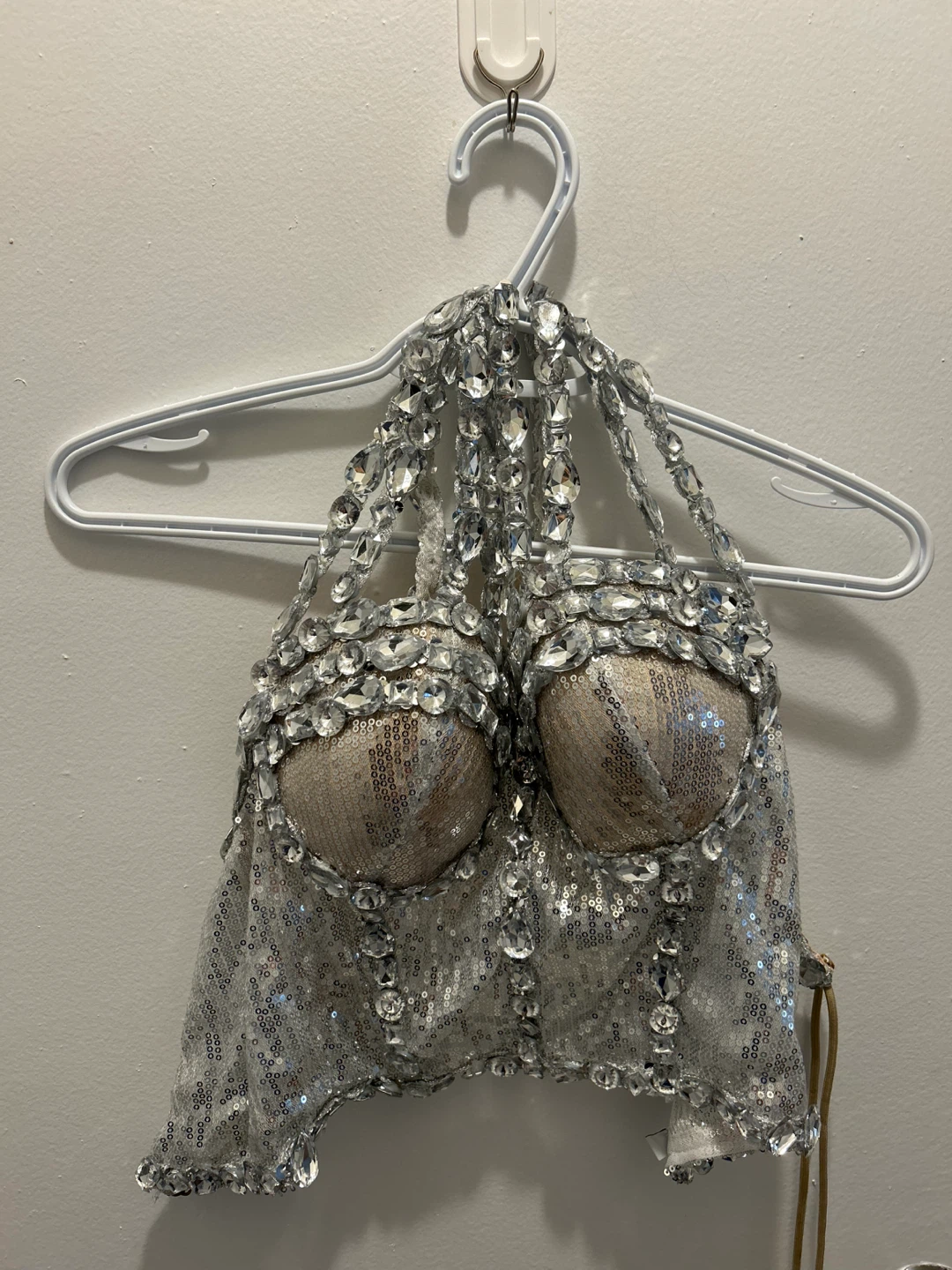 Sequin Embellished Silver Costume Set