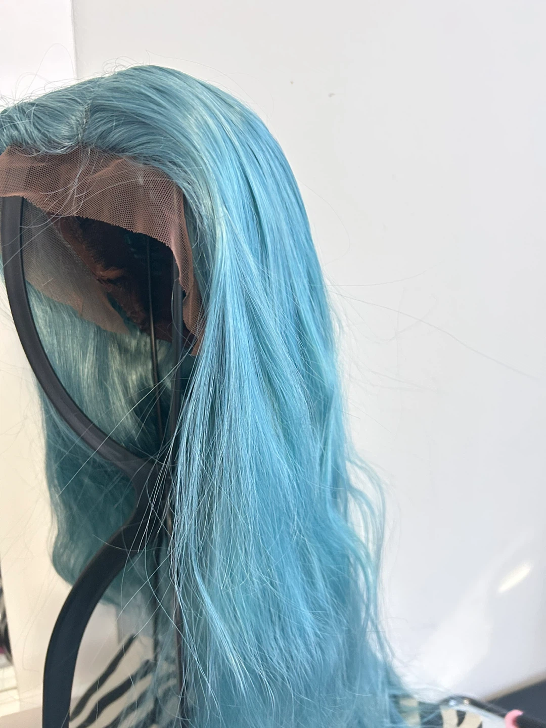 New Motown Tress Neon Lace Wig - Teal, 26"