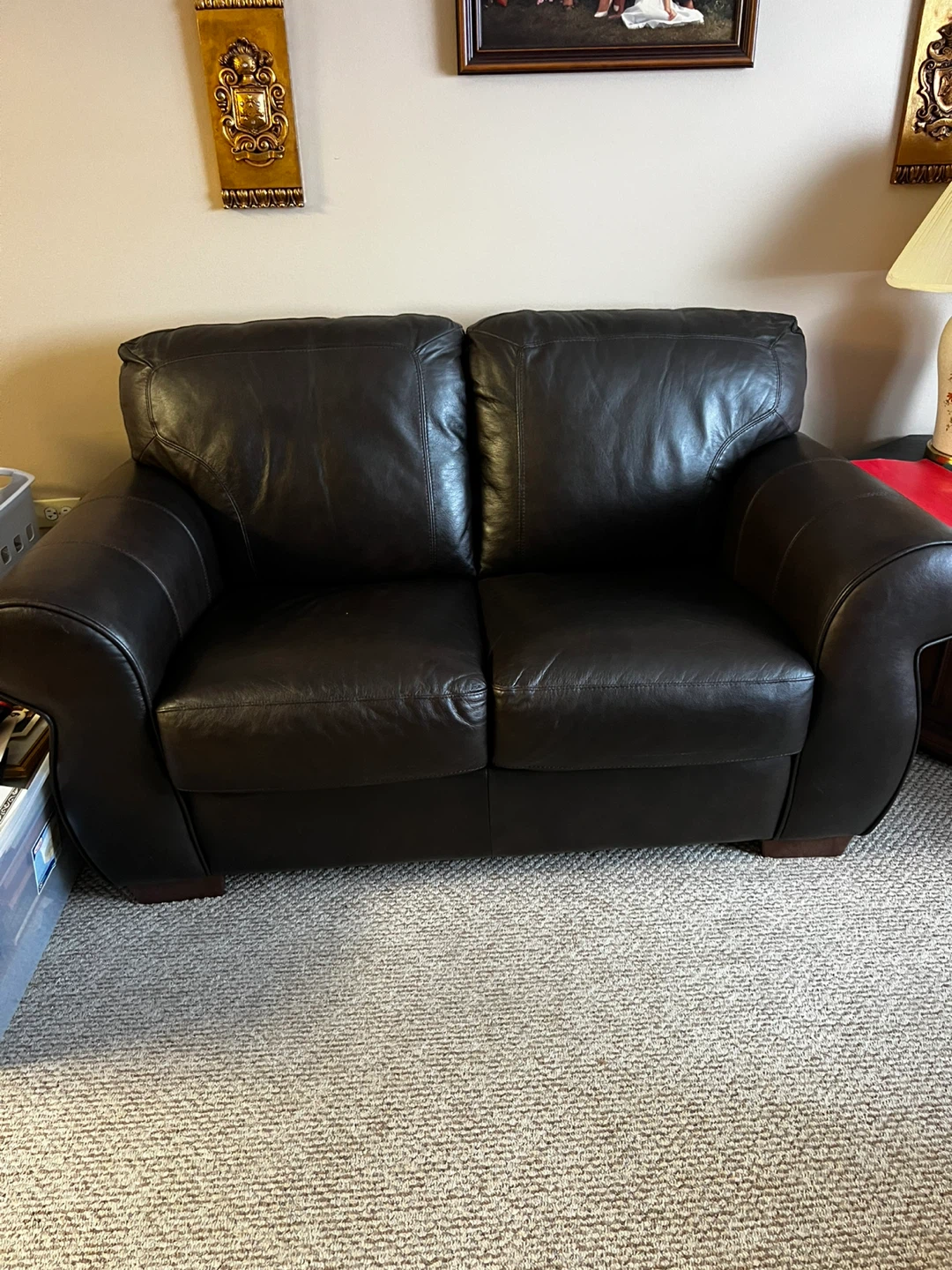 2 Dark Brown Leather Loveseats - photo 2