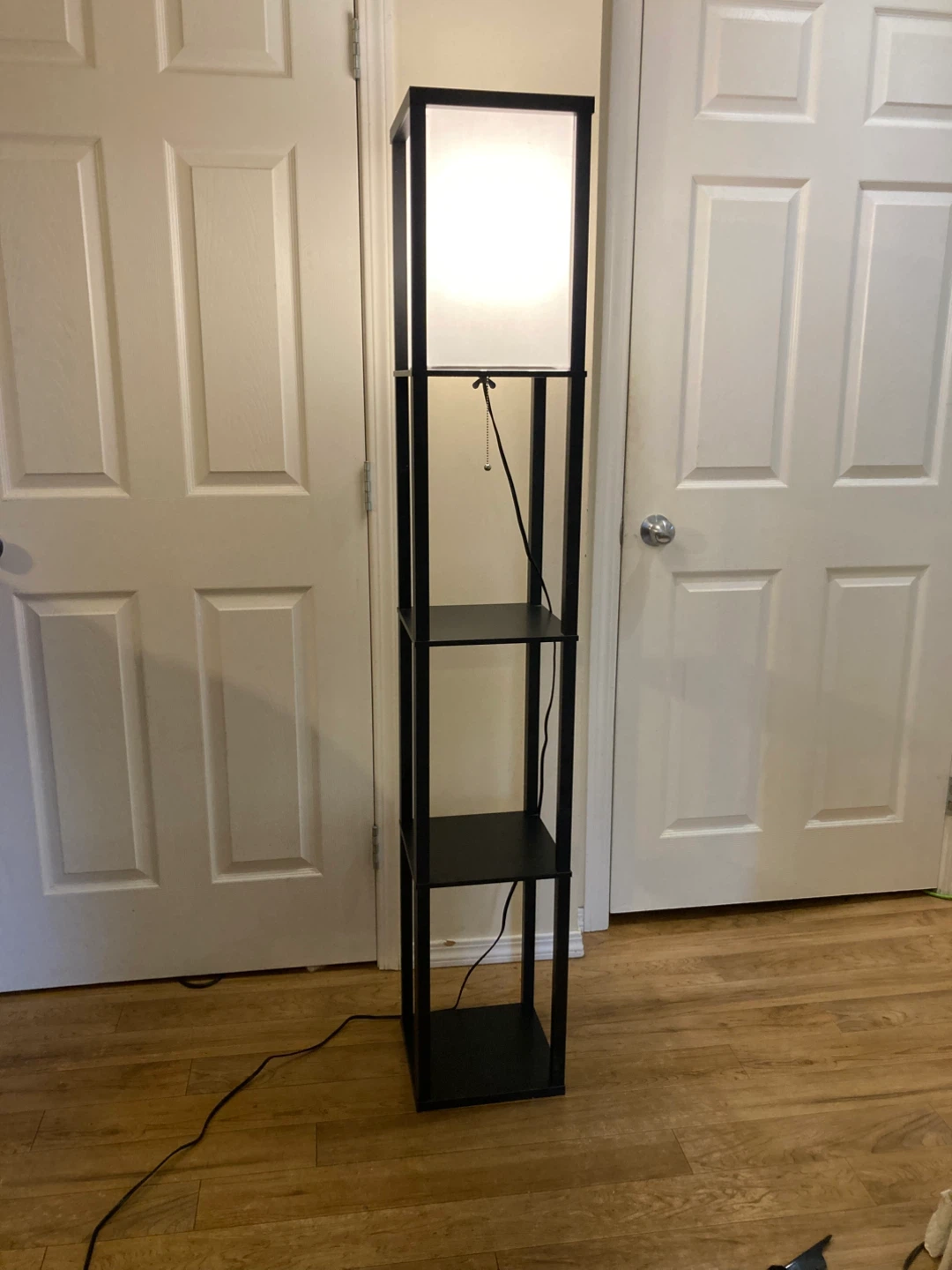 Black Floor Lamp with Shelves