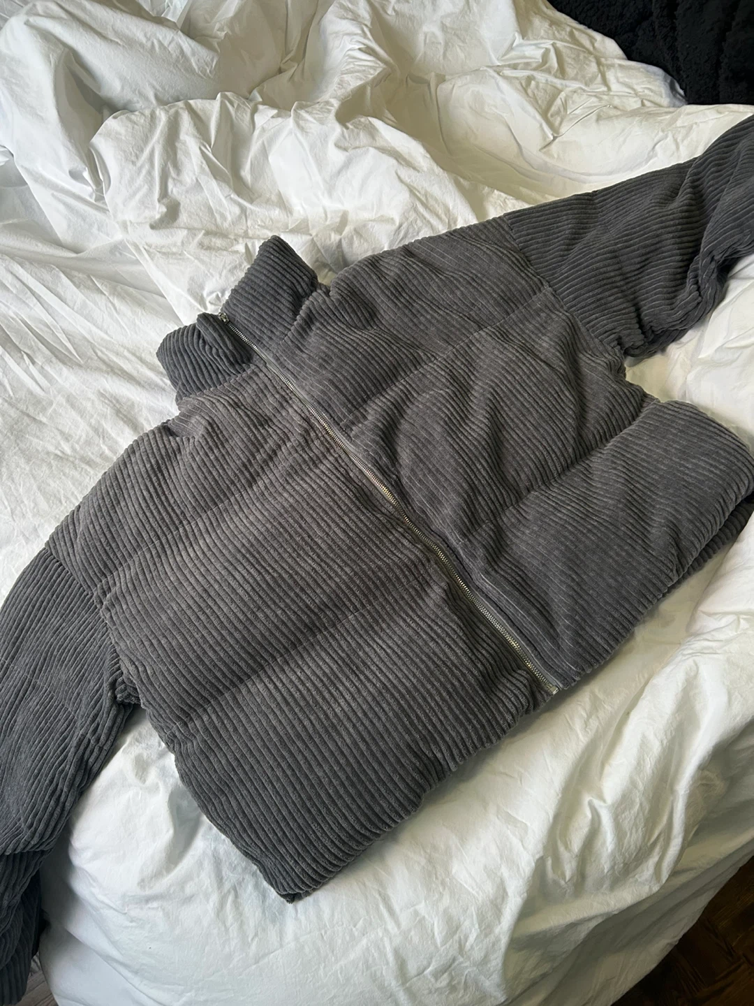 New Corduroy Puffer Jacket - Grey - photo 3