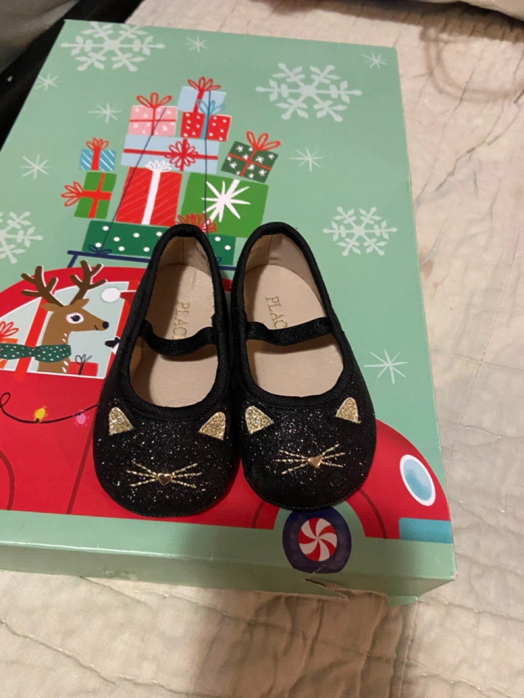The Children's Place Black Glitter Cat Shoes