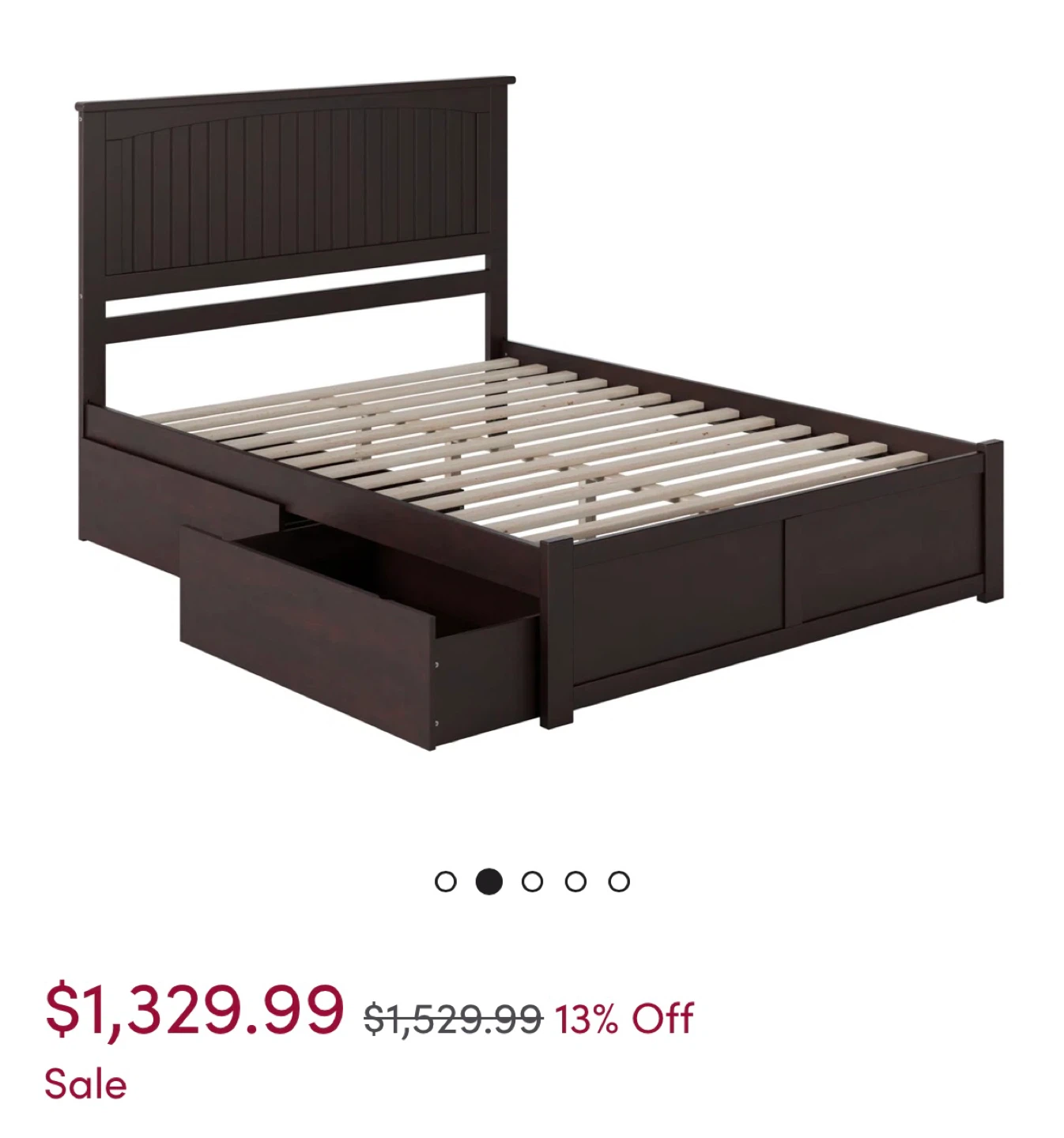 Espresso King  Size Bed Frame with Storage Drawers - photo 3