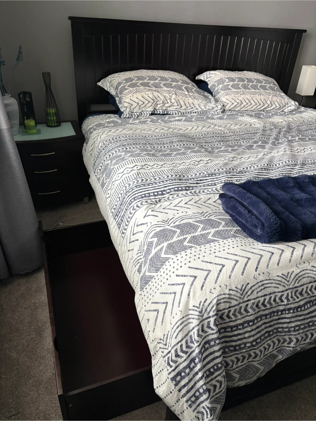 Espresso King  Size Bed Frame with Storage Drawers - photo 2