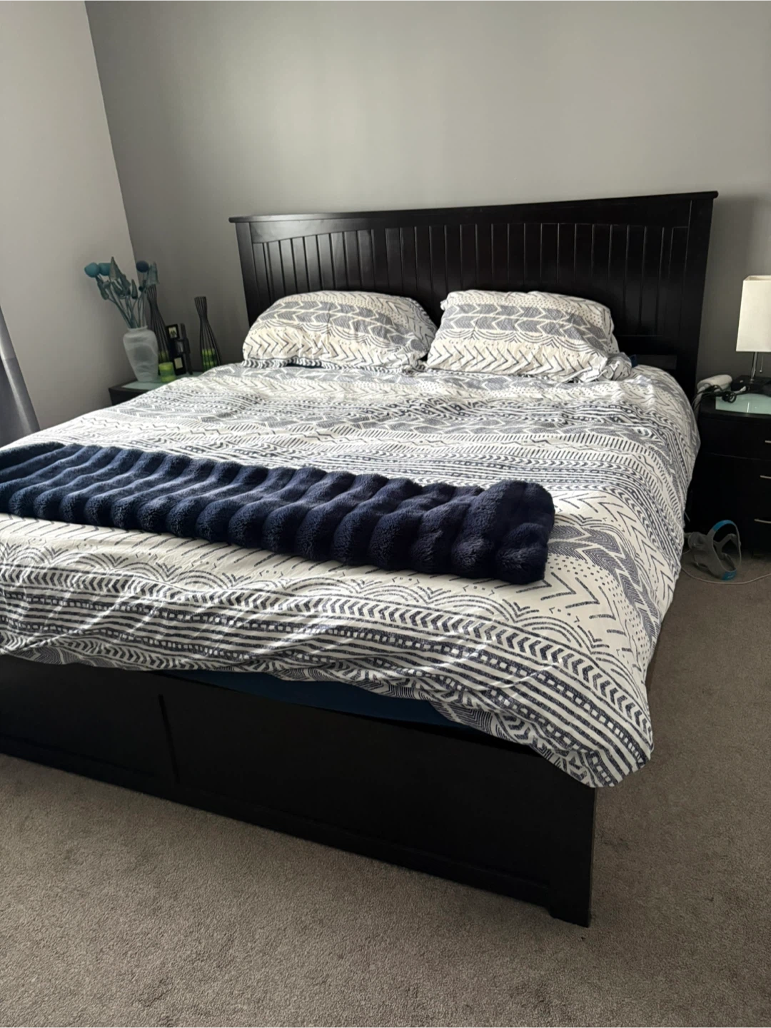 Espresso King  Size Bed Frame with Storage Drawers