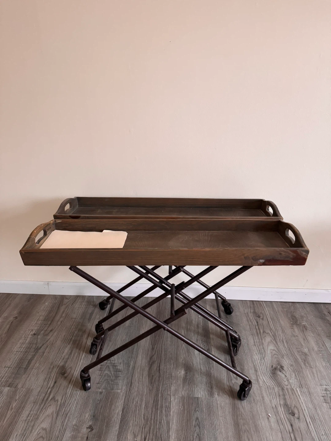 Wooden Serving Tray Table with Wheels