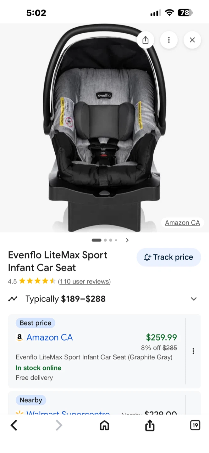 Evenflo infant car seat