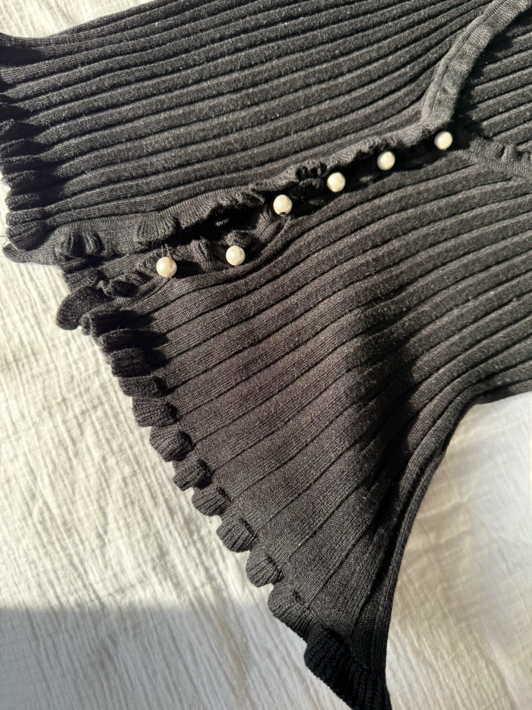 Black Ribbed Knit Cardigan - photo 2