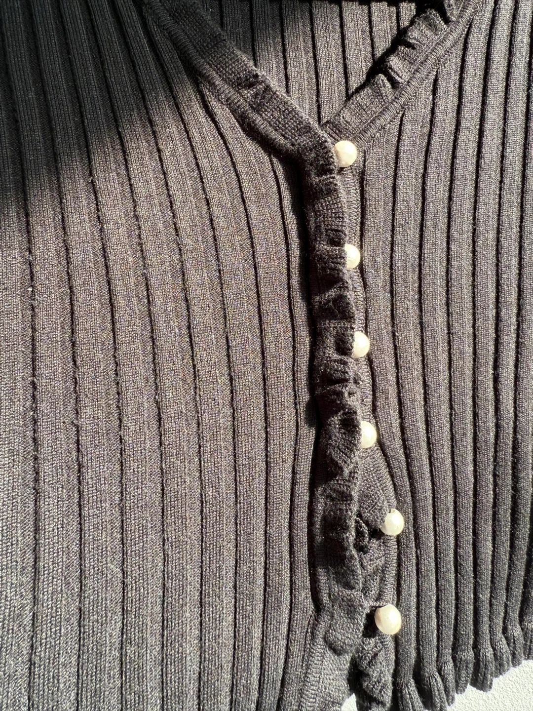 Black Ribbed Knit Cardigan - photo 3
