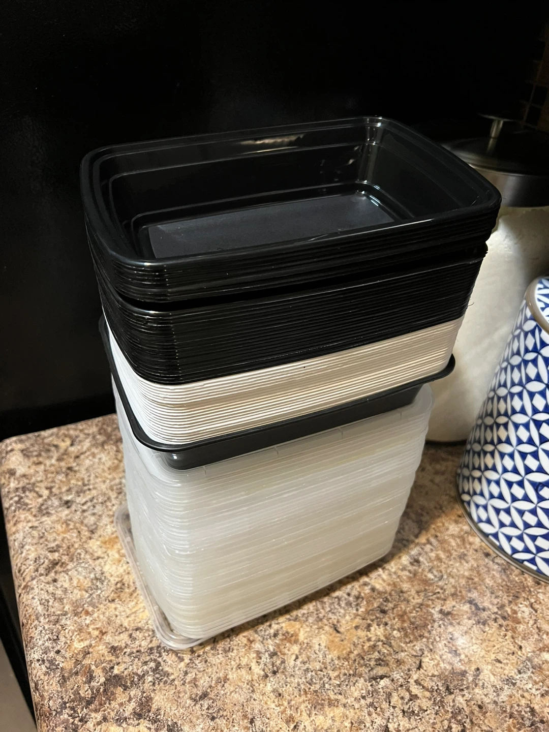 Food Storage Containers - Black & Clear