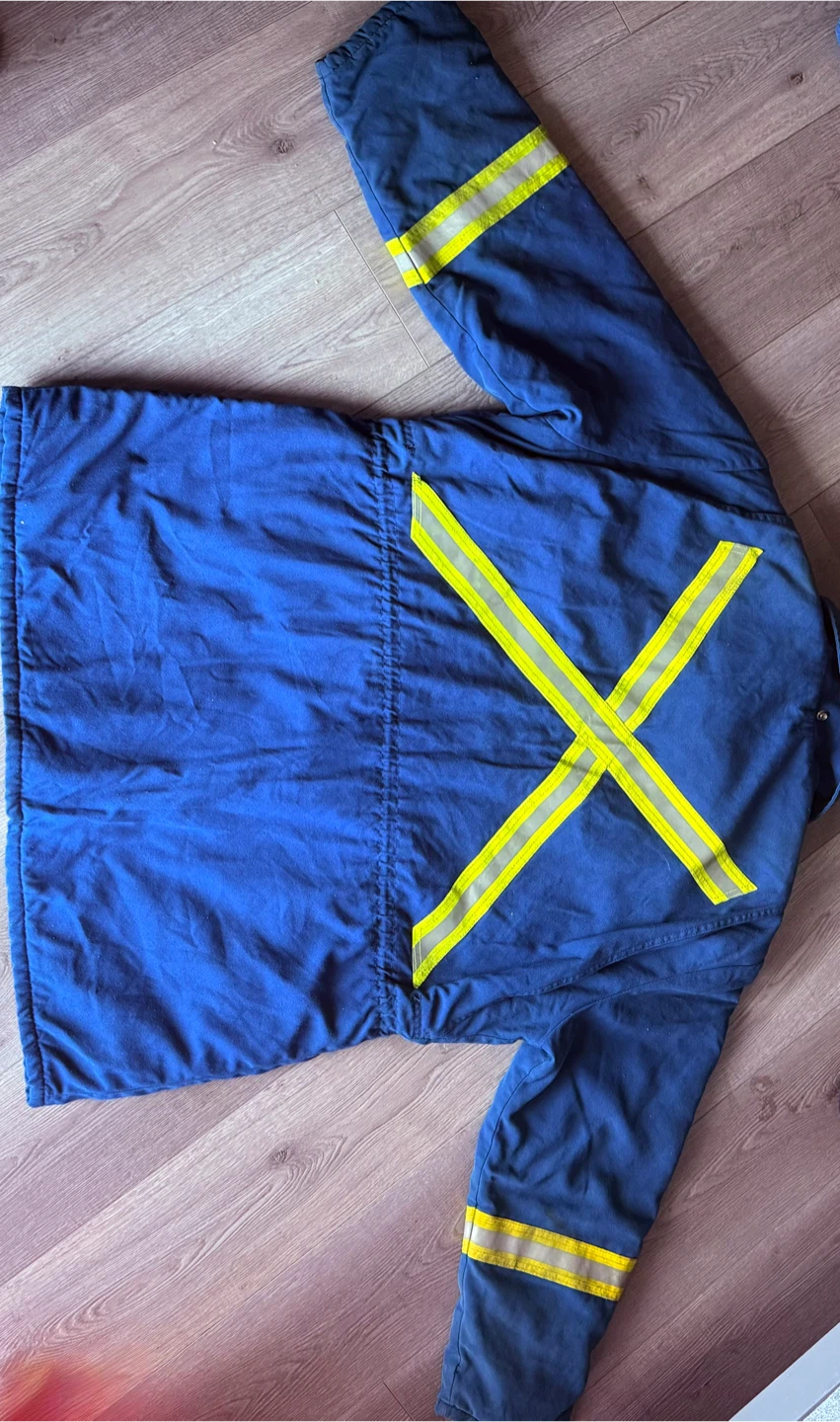 Blue Workwear Jacket with Reflective Stripes